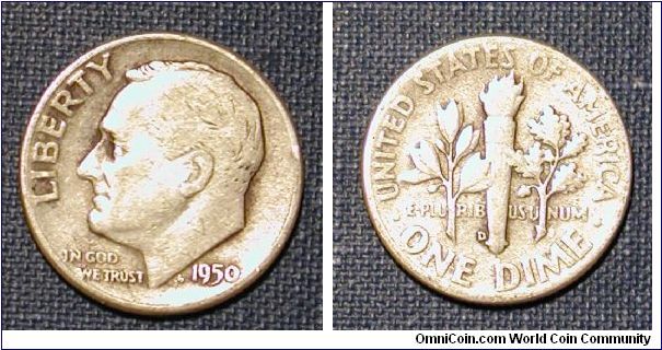 1950-D Roosevelt Dime