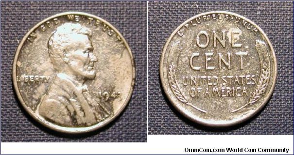 1943 Lincoln Wheat Steel Cent