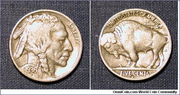 1936-S Buffalo Nickel