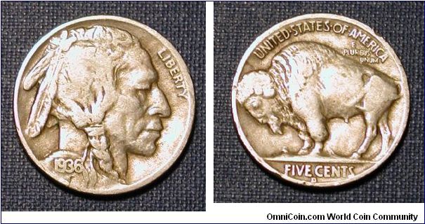 1936-D Buffalo Nickel