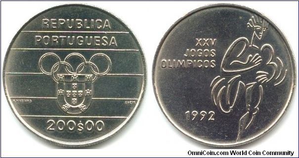 Portugal, 200 escudos 1992.
XXV Olympic Games - Barcelona 1992.