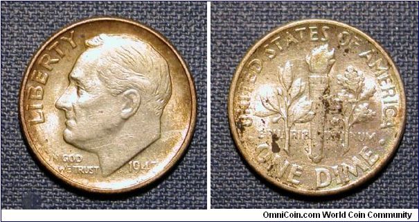 1947-S Roosevelt Dime, Toned.