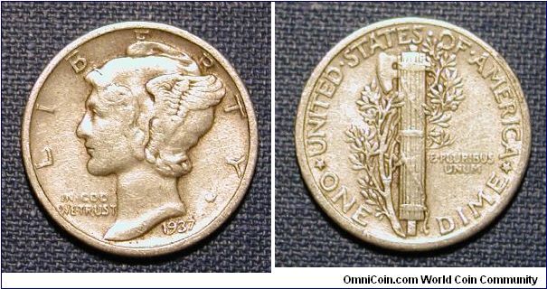 1937 Mercury Dime