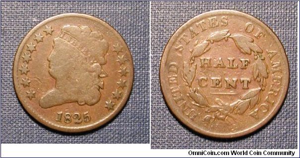 1825 Classic Head Half Cent