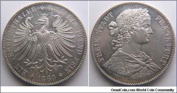 Frankfurt, 1 thaler, 1860