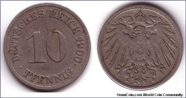 10 Pfenning, 1900, J