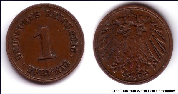1 Pfennin, 1916f, Stuttgart