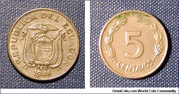 1946 Ecuador 5 Centavos