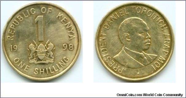 Kenya, 1 shilling 1998.
President Daniel Toroitich Arap Moi.