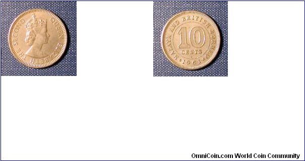 1961 Malaya & British Borneo 10 Cents