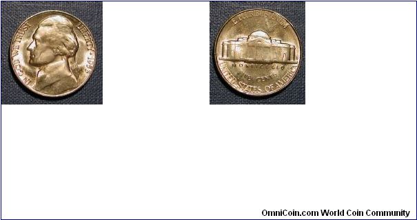 1953-S Jefferson Nickel, Darly Toned