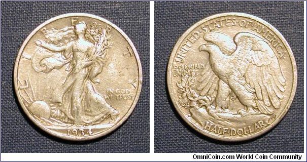 1934-S Walking Liberty Half Dollar