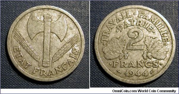 1944 France (Vichy) 2 Francs