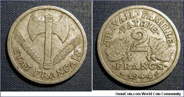 1944 France (Vichy) 2 Francs