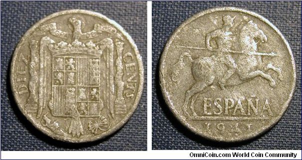 1941 Spain 10 Cents