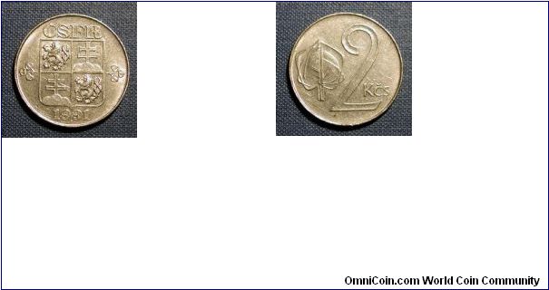 1991 Czechoslovakia 2 Korun