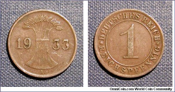 1933 Germany 1 Reichspfennig
