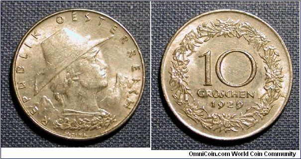 1929 Austria 10 Groschen