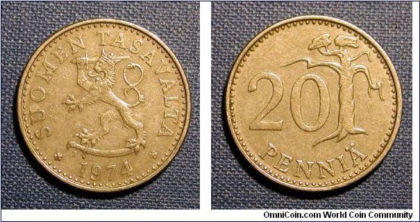 1974 Finland 20 Pennia