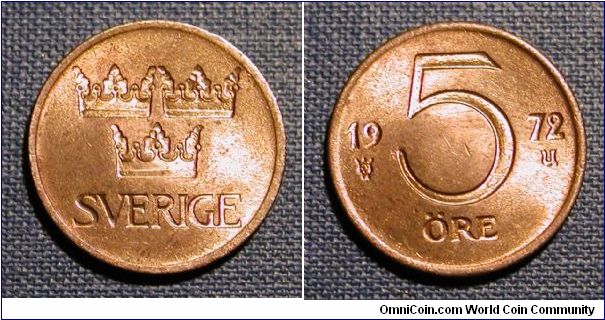 1972 Sweden 5 Ore