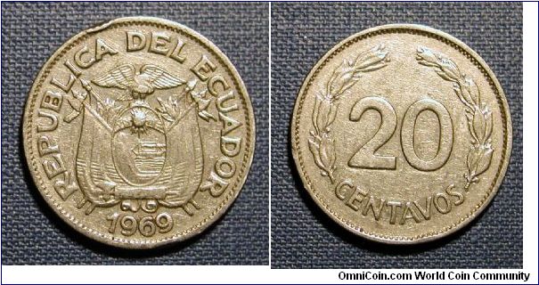 1969 Ecuador 20 Centavos