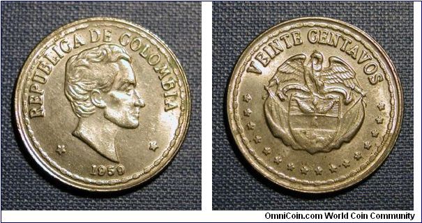 1959 Columbia 20 Centavos