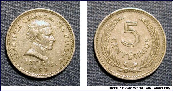 1955 Uruguay 5 Centesimos