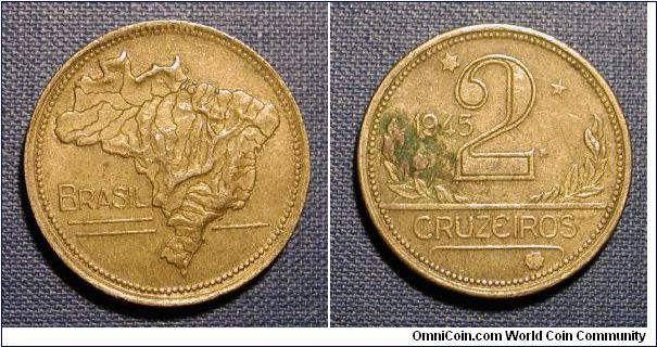 1945 Brazil 2 Cruzieros