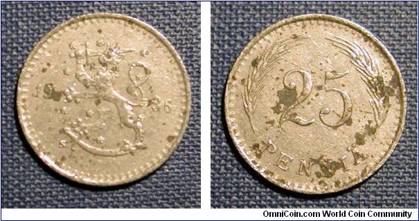 1936 Finland 25 Pennia