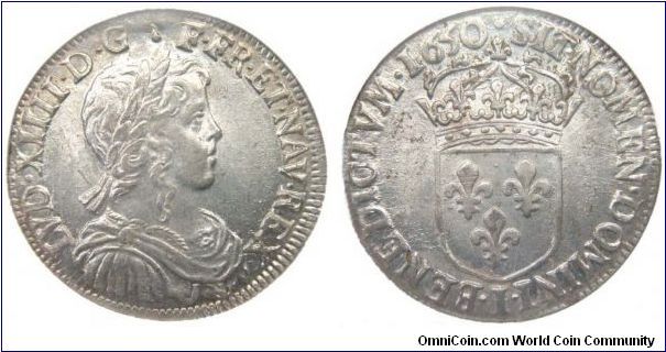 1650-I 1/2 ecu MS64

child bust design of Louis XIIII