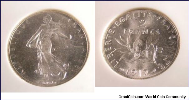 1917 2 franc MS67

popular sower design