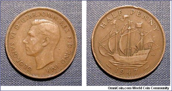 1947 Great Britain Half Penny