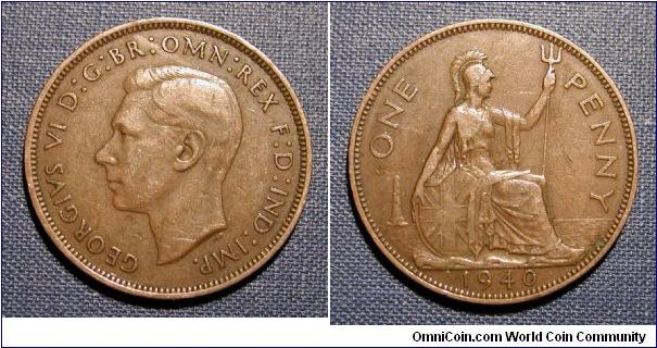 1940 Great Britain One Penny