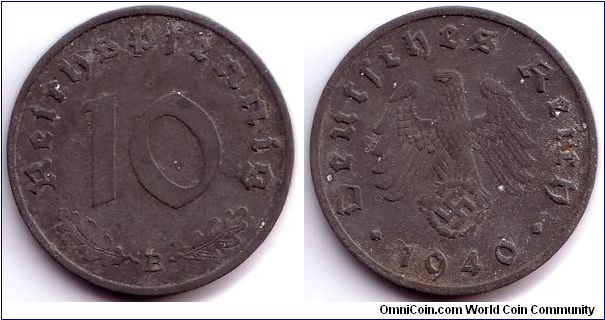10 Reichspfennig, 1940, B (Vienna)