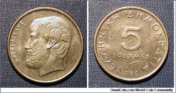 1990 Greece 5 Drachmes