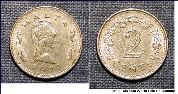 1977 Malta 2 Cents