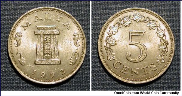 1972 Malta 5 Cents