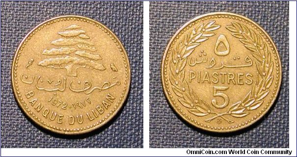 1972 Lebanon 5 Piastres