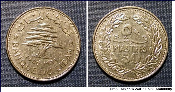 1969 Lebanon 50 Piastres