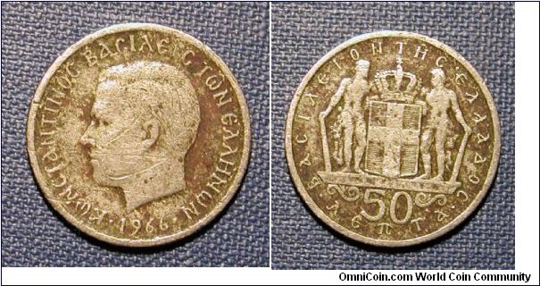 1966 Greece 50 Lepta