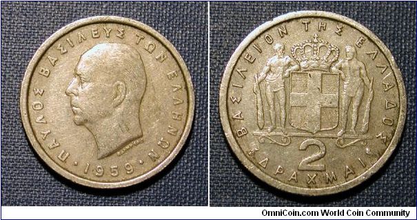 1959 Greece 2 Drachmai