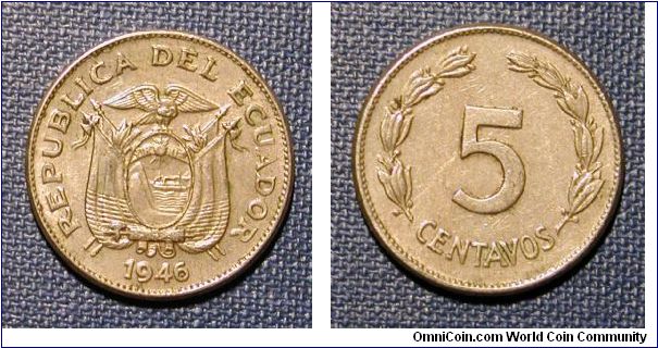 1946 Ecuador 5 Centavos