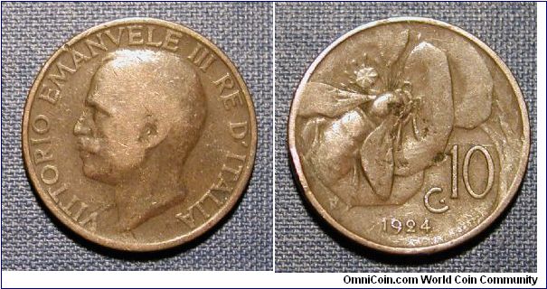 1924 Italy 10 Cents