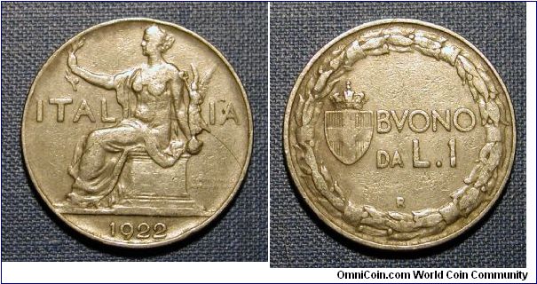 1922 Italy 1 Lira
