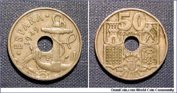 1949 Spain 50 Centimos