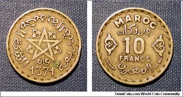 1952 Morocco 10 Francs