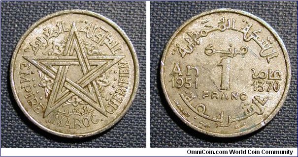 1951 Morocco 1 Franc