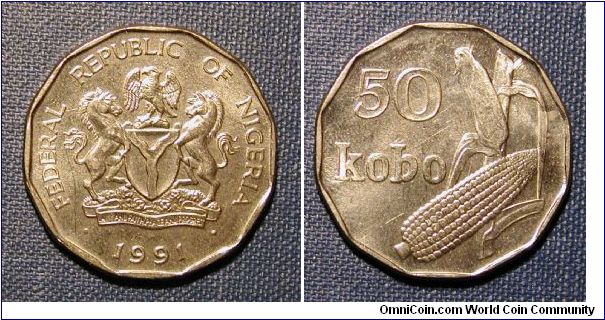 1991 Nigeria 50 Kobo