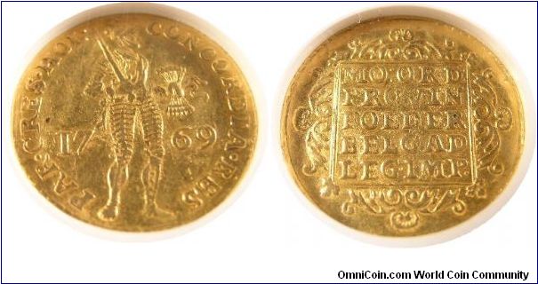 1769 Holland, Netherlands ducat AU58