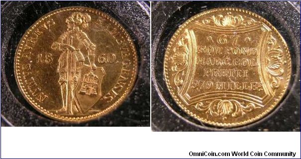 1860 Hamburg ducat BU